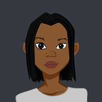 drawing of a person with brown skin, black hair and black eyes